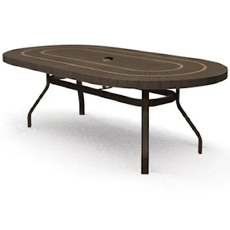 Outdoor Oval Dining Table with Umbrella Hole